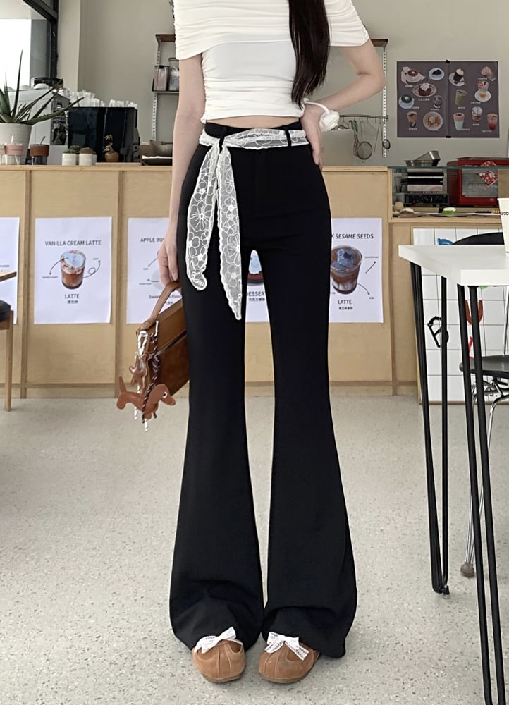 Pants Plain Waist High Bootcut