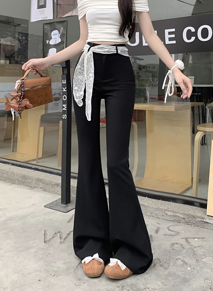 Pants Plain Waist High Bootcut