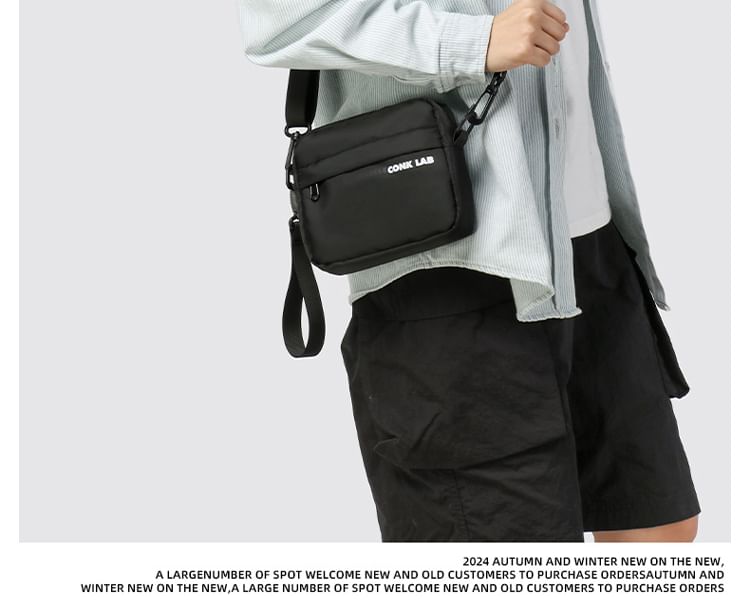 Crossbody Bag Lettering Nylon Print