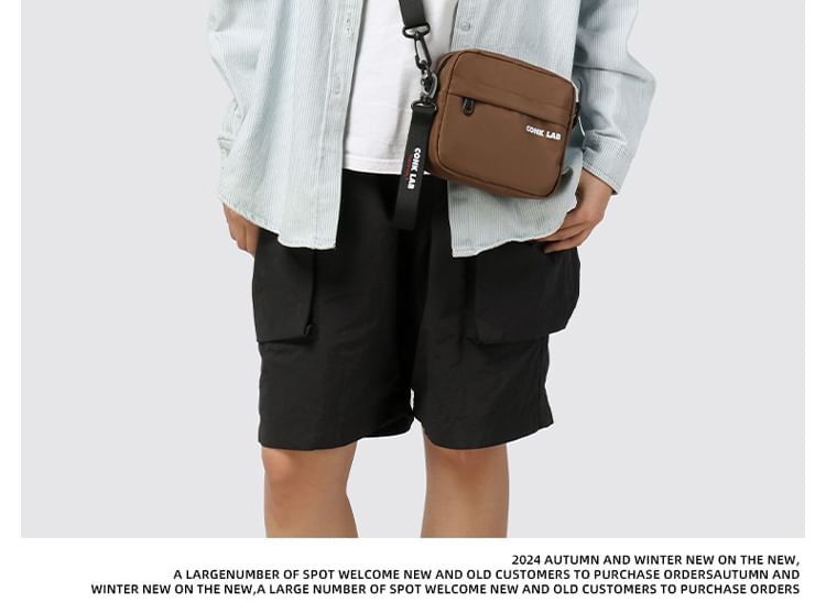 Crossbody Bag Lettering Nylon Print