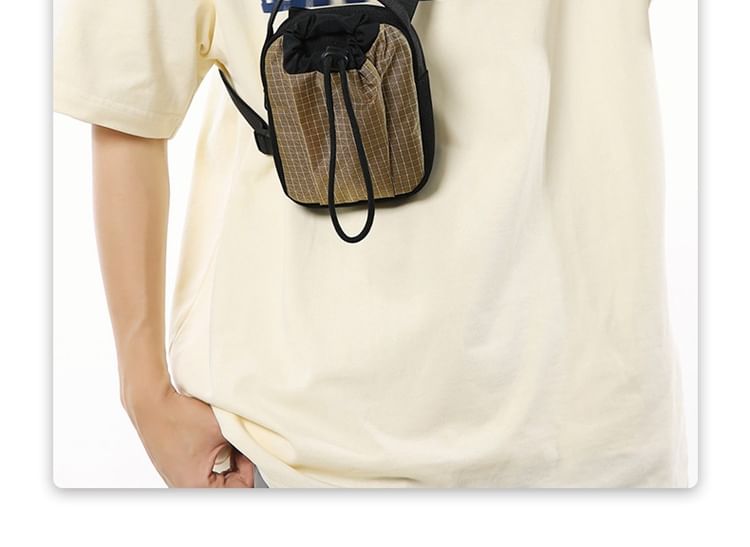 Phone Drawstring Plaid Crossbody Nylon Mobile Bag