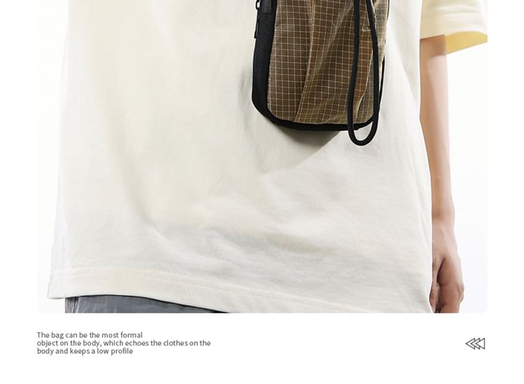 Phone Drawstring Plaid Crossbody Nylon Mobile Bag