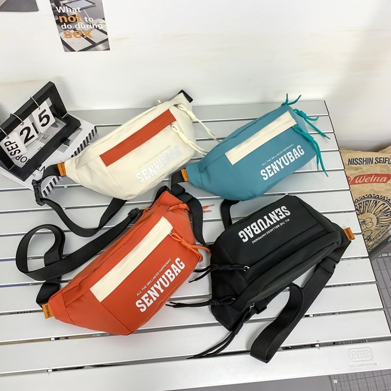 Print Lettering Belt Nylon Bag