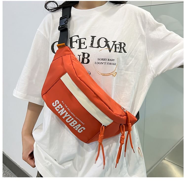 Print Lettering Belt Nylon Bag