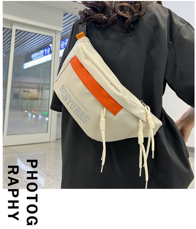 Print Lettering Belt Nylon Bag