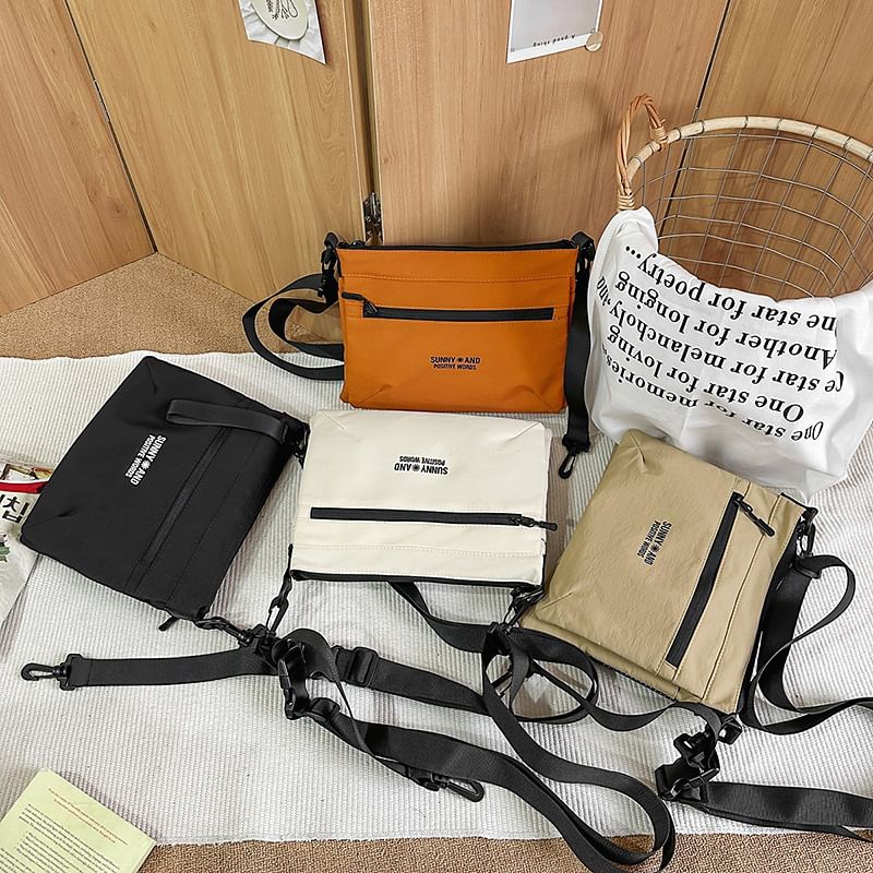 Nylon Print Bag Lettering Crossbody