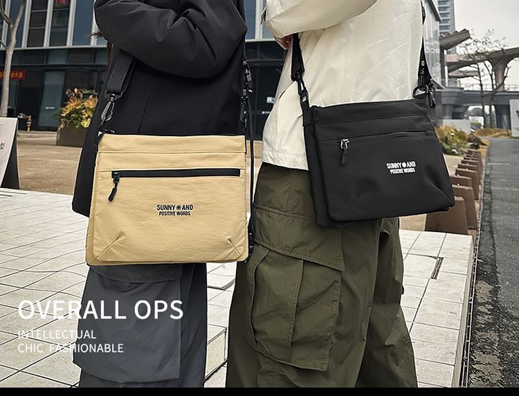 Nylon Print Bag Lettering Crossbody