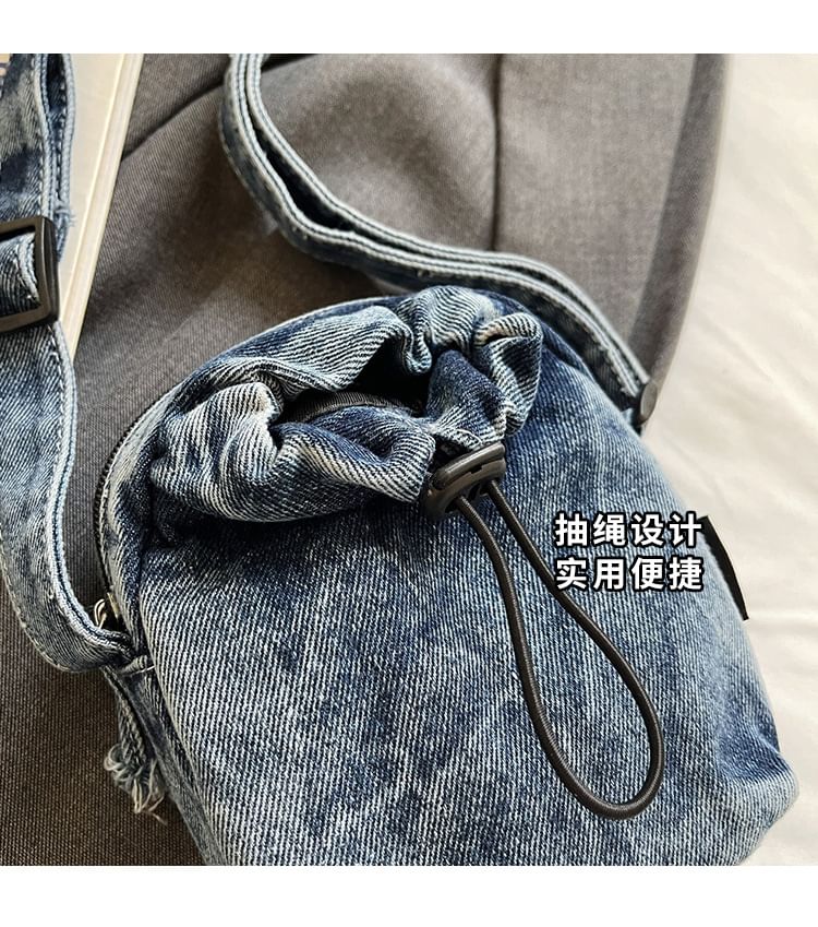 Denim Phone Mobile Bag Drawstring Crossbody