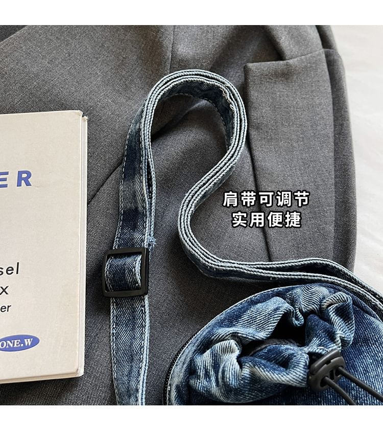 Denim Phone Mobile Bag Drawstring Crossbody