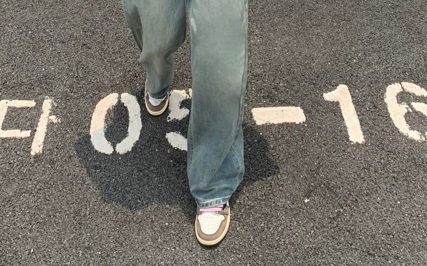 Jeans Waist Washed Wide High Leg