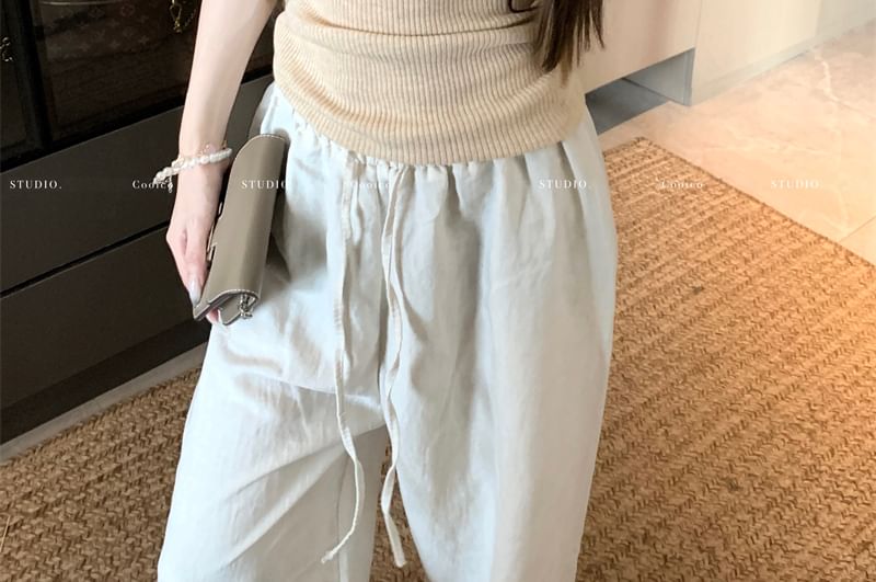 Plain Neck Scoop Beaded Sheer Short-Sleeve T-Shirt