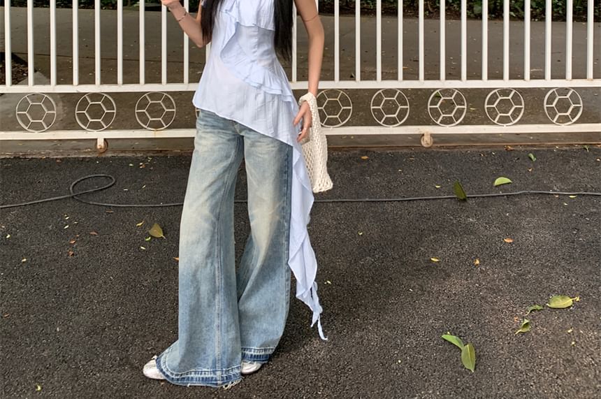 Plain Top Cami Ruffle Asymmetrical