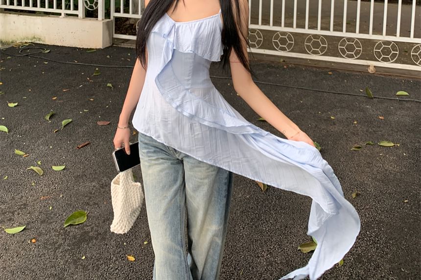 Plain Top Cami Ruffle Asymmetrical