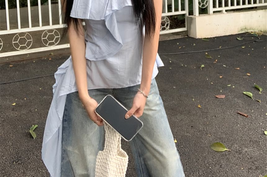 Plain Top Cami Ruffle Asymmetrical