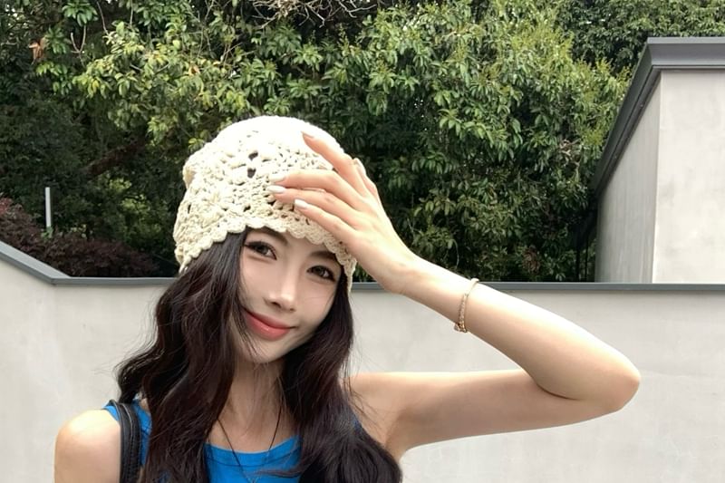 Top Tank Crew Neck Tie-Up Plain