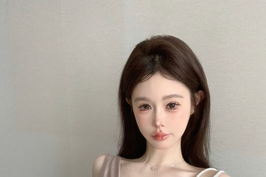 Cowl Plain Neck Camisole Asymmetrical Top