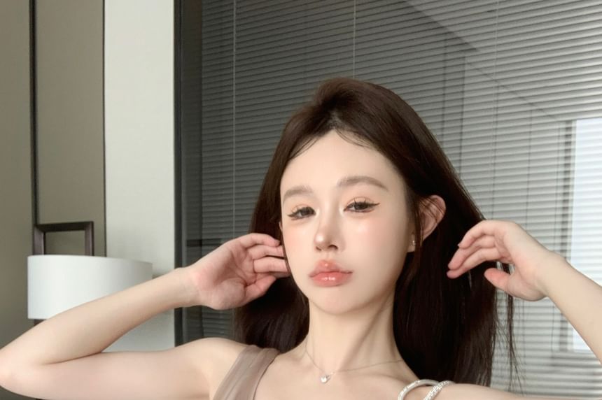 Cowl Plain Neck Camisole Asymmetrical Top