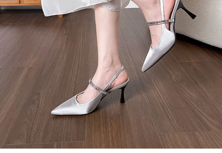 Rhinestone High Pointy Slingback Heel Sandals