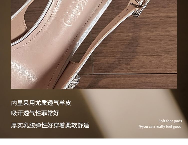 Rhinestone Slingback Heel Sandals Pointy High