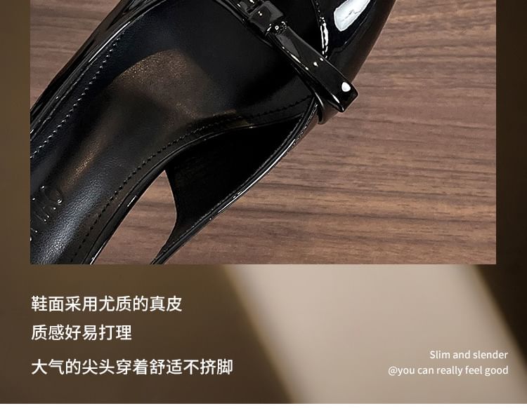 Pointy High Plain Sandals Bow Heel Slingback