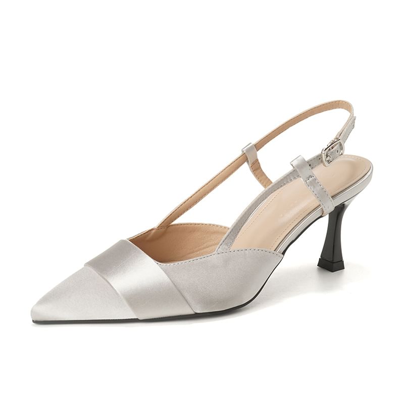 Pointy Plain Sandals High Slingback Heel