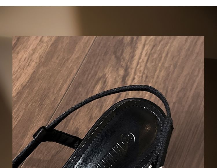 Bow Sandals Heel Pointy Slingback Plain High