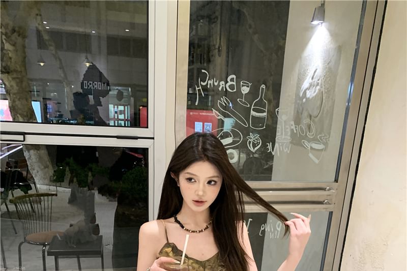 Top Print Asymmetrical Camisole Patterned