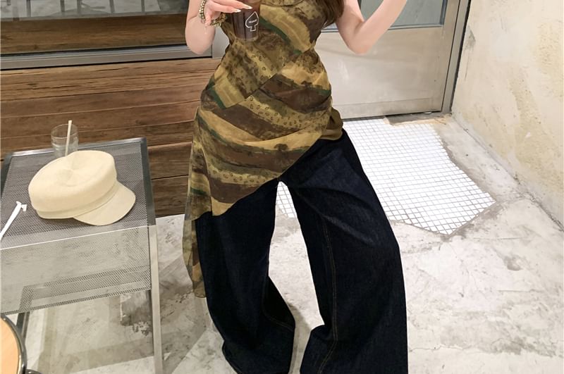 Top Print Asymmetrical Camisole Patterned