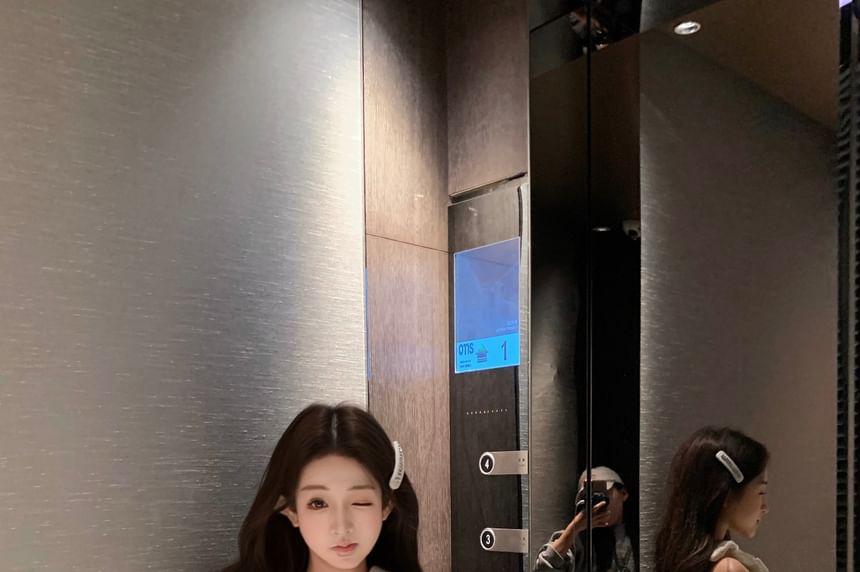 High Camisole / Waist Plaid Knit Top Plain Bow Shorts