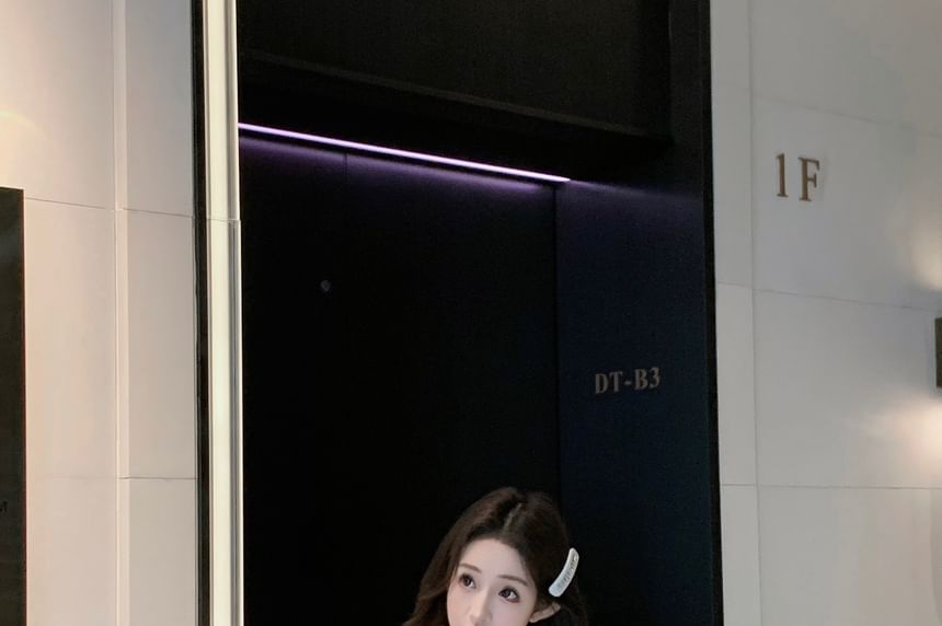 High Camisole / Waist Plaid Knit Top Plain Bow Shorts