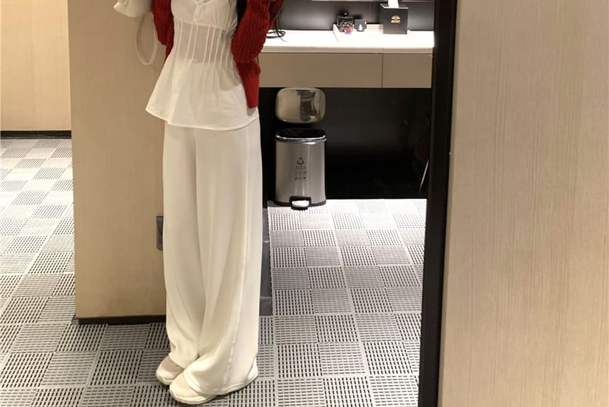 Pintuck Lace / Top Plain Panel Cardigan Camisole