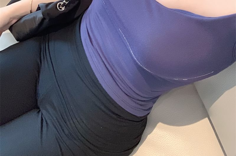 Pants Flared Mid Rise Rhinestone Padded Plain Top / Camisole