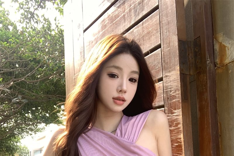 Plain Ruched Bodysuit Panel Sleeveless Top