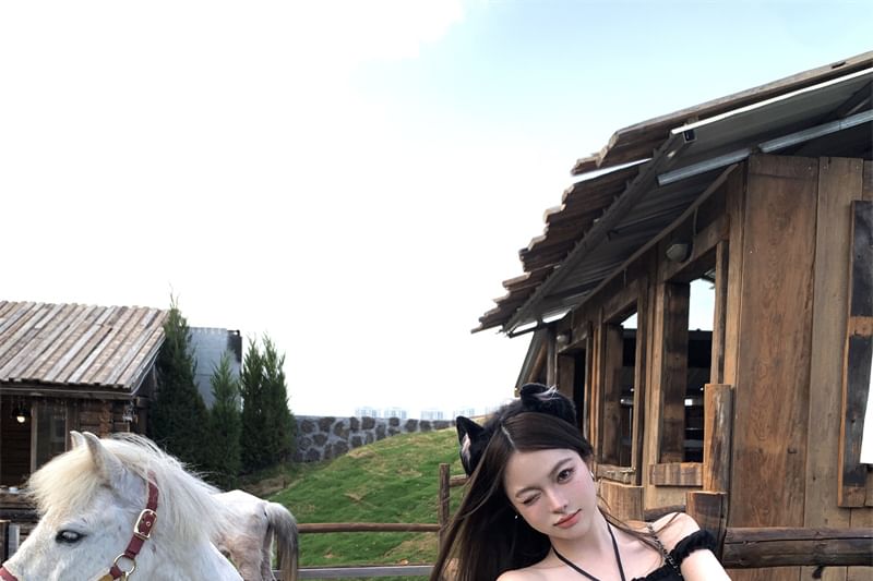 Rise Frill Balloon Plaid / High Mini Cami Top Dotted A-Line Skirt