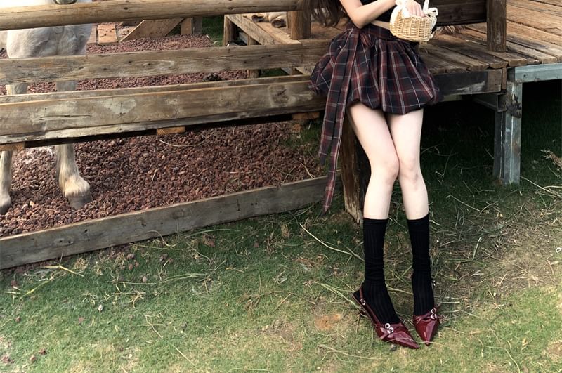 Rise Frill Balloon Plaid / High Mini Cami Top Dotted A-Line Skirt