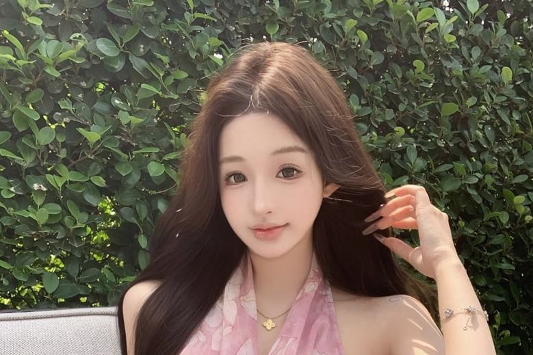 Neck Top Print Floral Cowl Halter