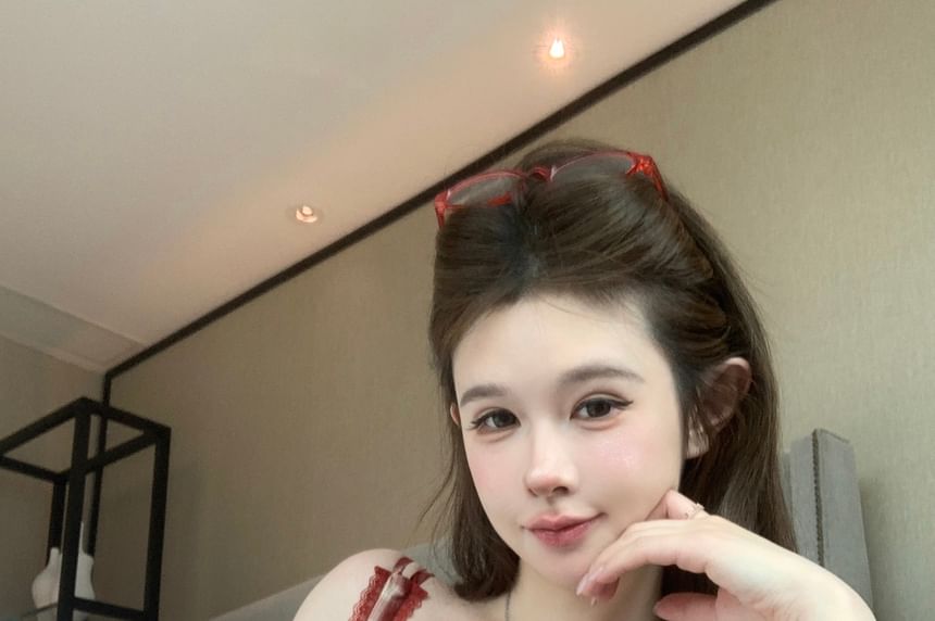 Plaid V-Neck Bow Cami Top Crop