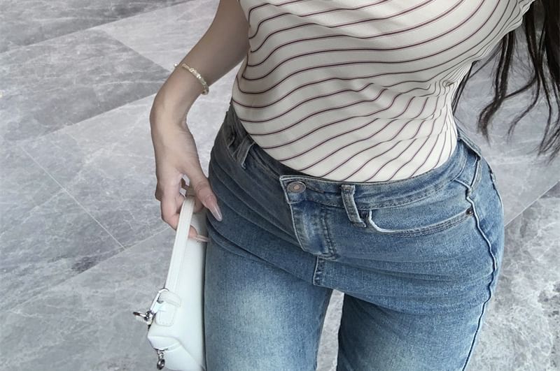 Neck Top Cowl Halter Striped