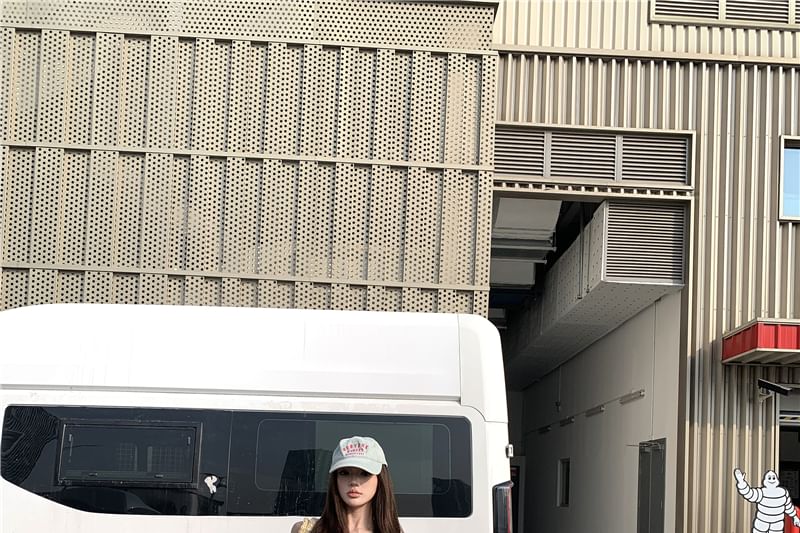 Cargo / Lace Cami Wide Mid Waist Button Plain Top Jeans Washed Panel Leg