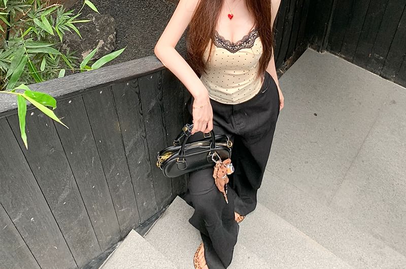 Lace Top Camisole Panel Dotted