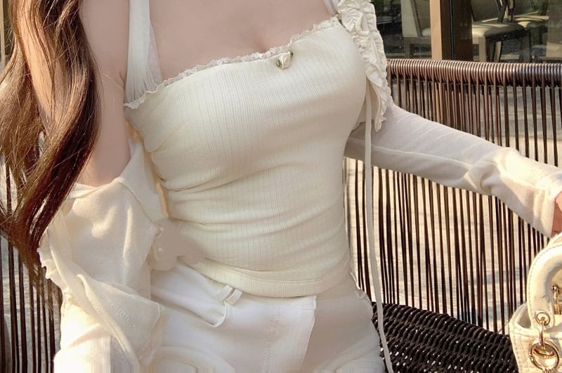 Trim Bolero / Ruffle Lace Top Halter Plain