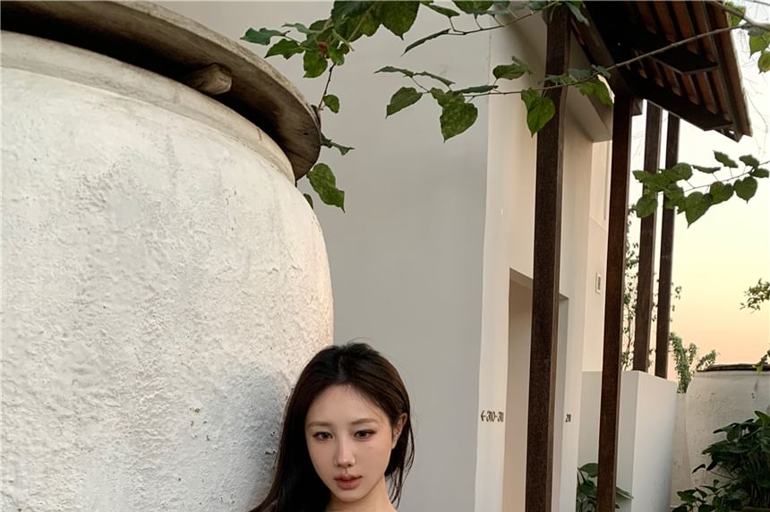 Henley Top Cami Plain Crop Trim Lace