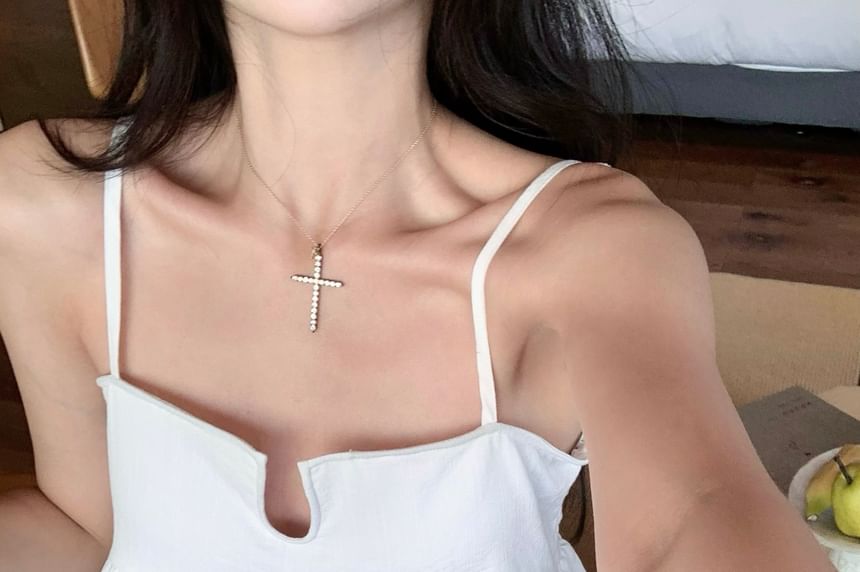 Notch Leg Wide Print Neck / Plain High Top Camisole Waist Pants Floral