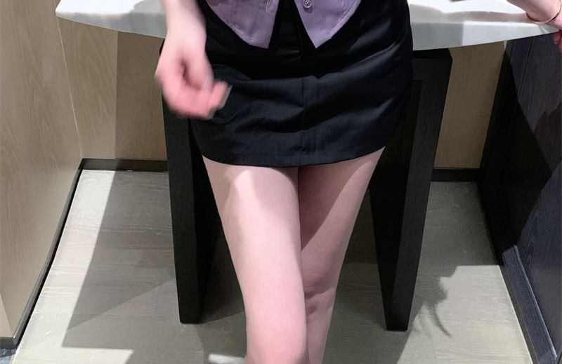 Plain Shirt Collared 3/4 Sleeve