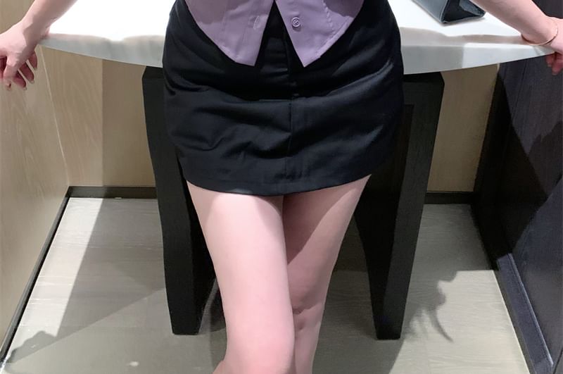 Plain Shirt Collared 3/4 Sleeve