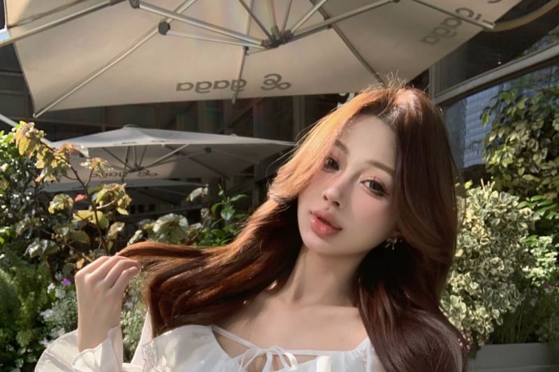 Front Ruffle / Blouse Sleeve Tie Lace Skirt Mini Pencil Long V-Neck Plain Trim