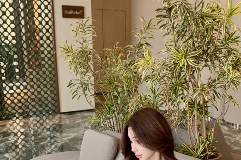 Front Ruffle / Blouse Sleeve Tie Lace Skirt Mini Pencil Long V-Neck Plain Trim