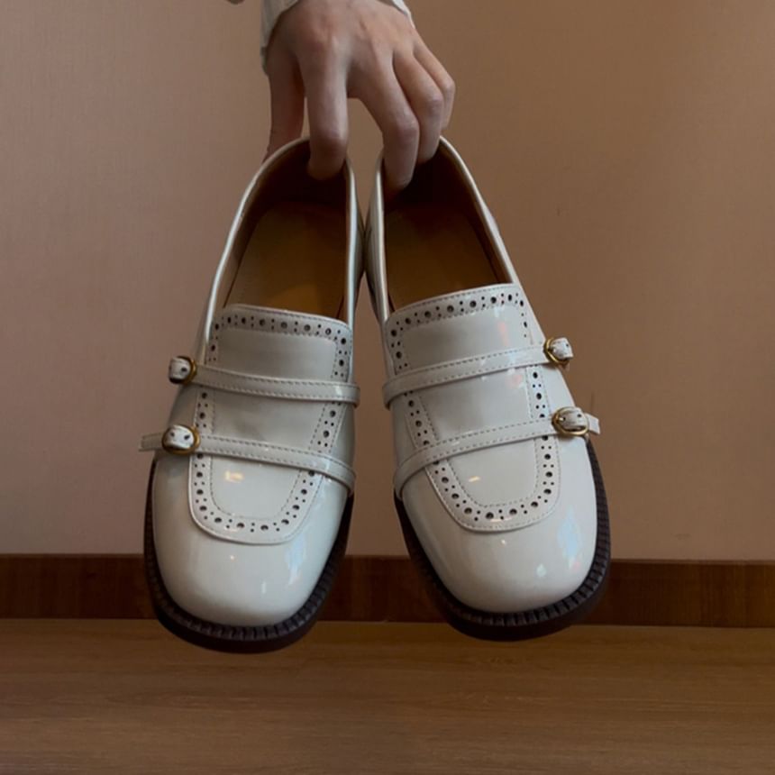 Leather Heel Loafers Faux Low