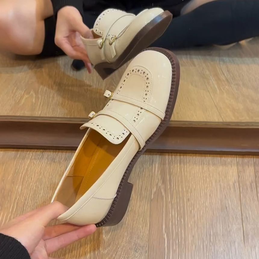 Leather Heel Loafers Faux Low