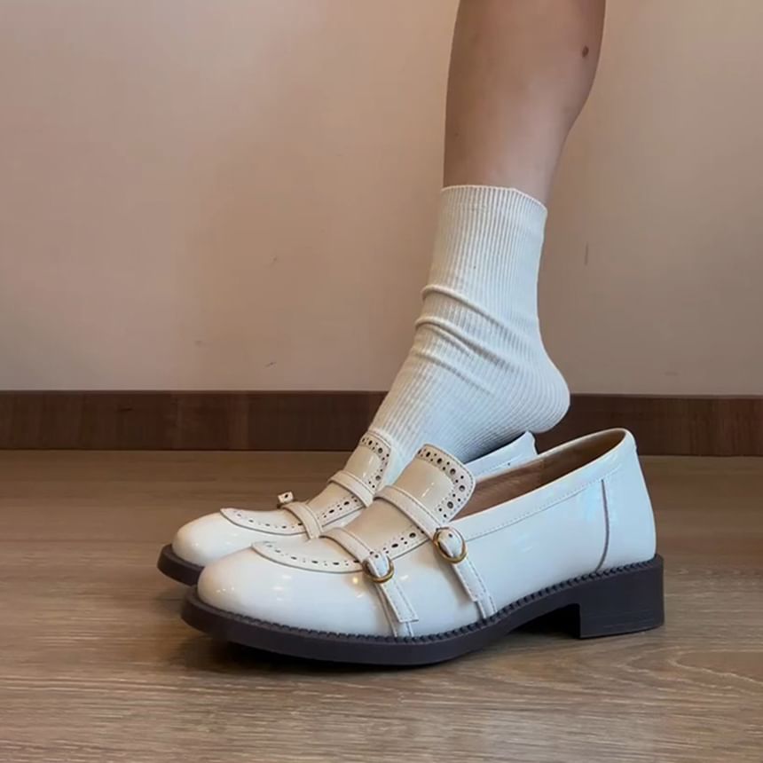 Leather Heel Loafers Faux Low